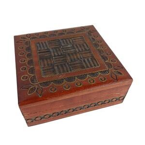 Vintage Polish Handcrafted Wooden Box Trinket Box Jewelry Box